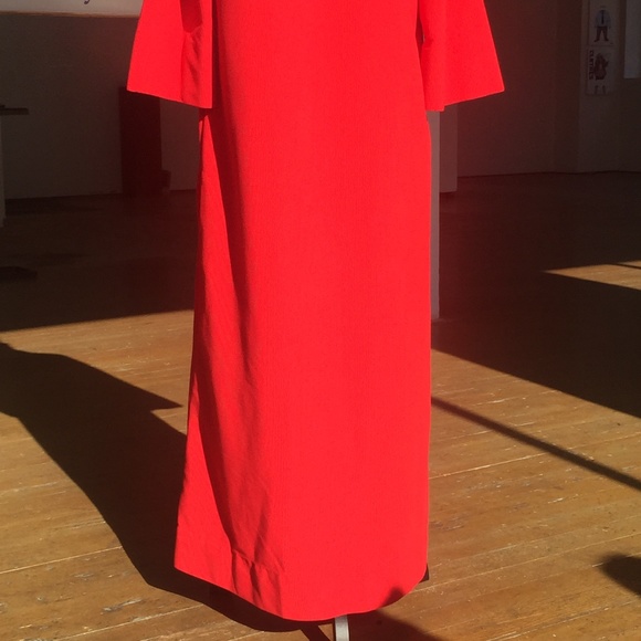 Vivid Bright Red vintage Long HouseCoat - Picture 7 of 8